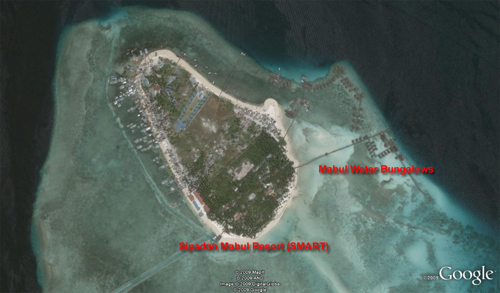 Mabul Island Map: SIpadan Mabul Resort (SMART) & Mabul Water Bungalows